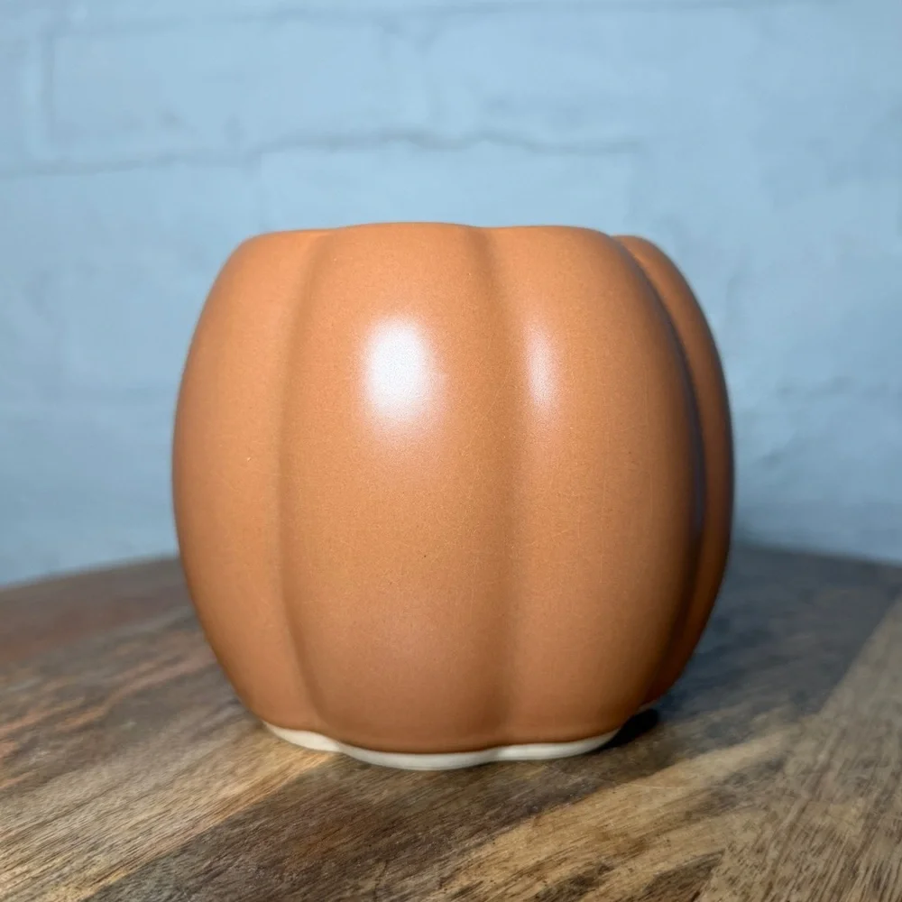 West Elm Pumpkin Shaped Ceramic Mugs - Set of 2, Brown
